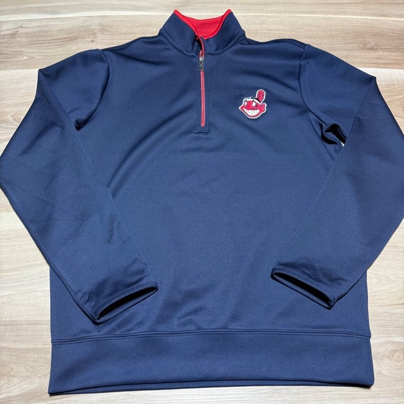Antigua Other - Antigua 2012 Cleveland Indians Quarter Zip  Mens Medium Navy Blue Chief Wahoo